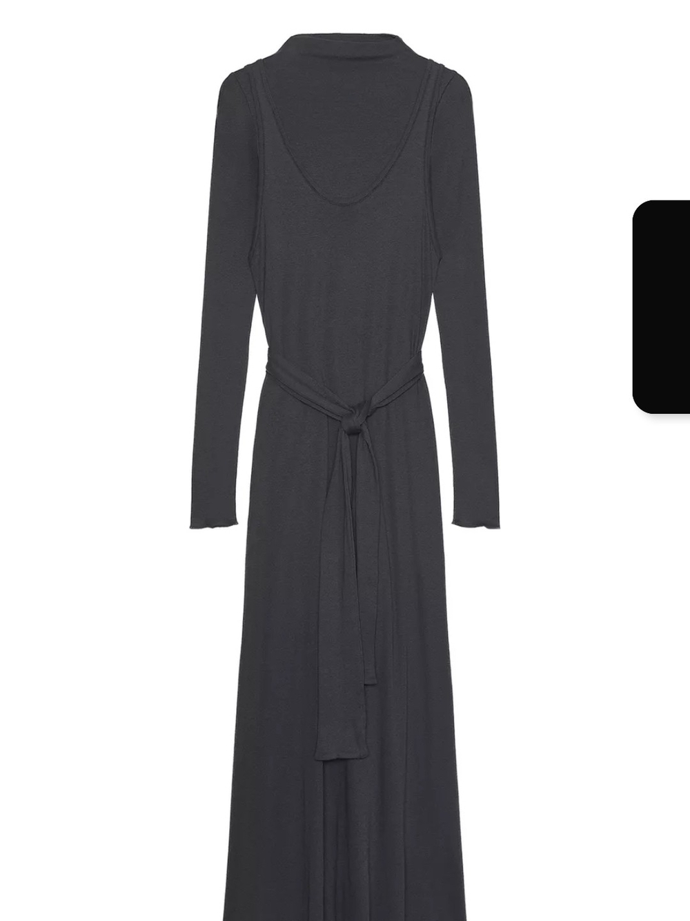 Long Sleeve Black Maxi Dress with Waist Tie Zara NWT